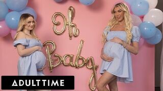 Vonzó terhes barinők hármasban: Rylee Blake és Aubrey Kate kefélnek egy hűtlen férjjel!