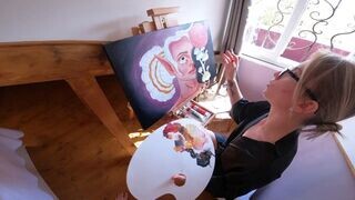 Tehetséges művész andre-t megbasszák festés közben